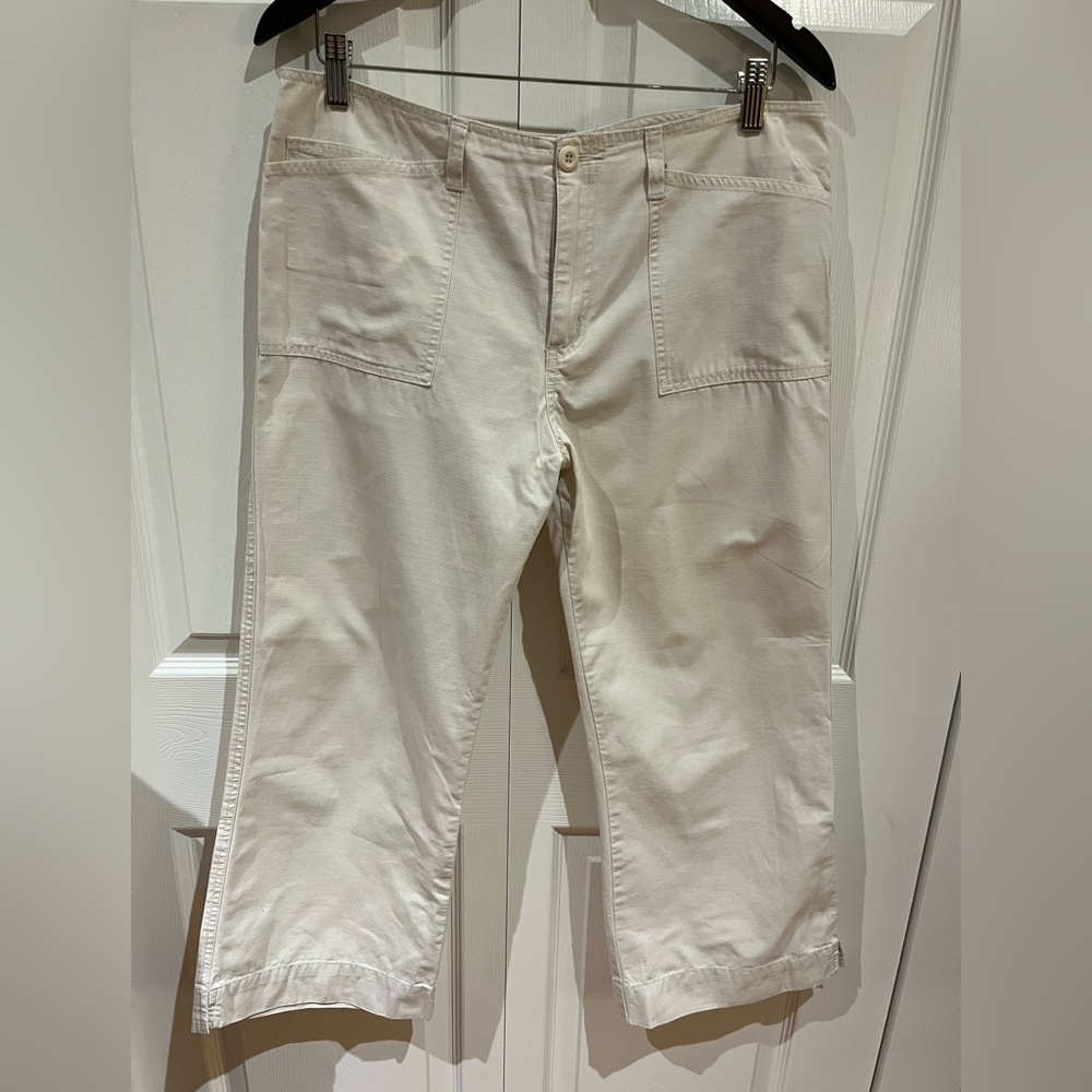 100% Cotton ivory white cropped pants